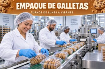 Personal empacando galletas en planta de alimentos